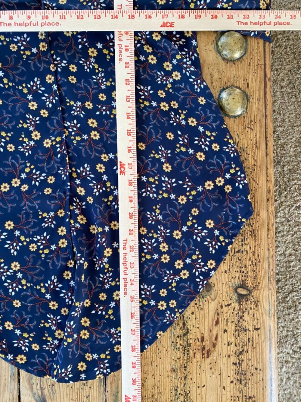 Max Studio Womens Navy Blue Floral Long Sleeve Top Small Yellow Flower Polyester - Picture 7 of 7